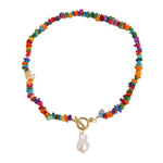 Boho Colorful Broken Natural Stone Necklace, Model:, N2105-9 Color Stone Pearl Pendant, N2206-8 Pink Stone, N2206-9 Light Blue Stone, N2206-10 Multi-color Stone, N2206-11 Transparent Stone, N2106-23 Pink Stone Single Chain                              ...