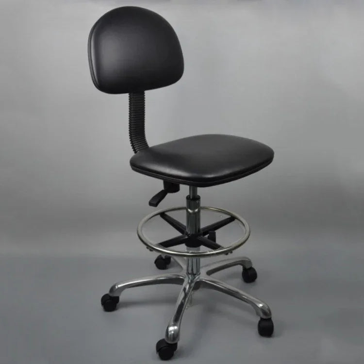Anti-static Chair Liftable Adjustable Stool PU Leather Backrest Chair With Footrest,Spec:, Fixed Foot Cup 600-800mm, Mobile Wheel 620-820mm