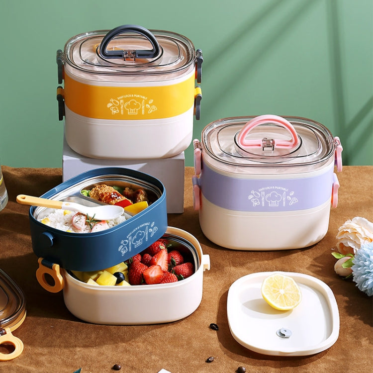 Large Capacity Oval Divided Portable Office Insulation Lunch Box, 600ml (Stainless Blue), 600ml (Stainless Yellow), 600ml (Stainless Purple), 1.2L (Stainless Yellow), 1.2L (Stainless Purple), 600ml (Plastic Blue), 600ml (Plastic Yellow)                ...