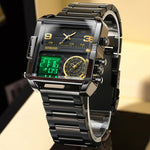 BINBOND B3332 Square Multifunctional Sports Quartz Waterproof Watch