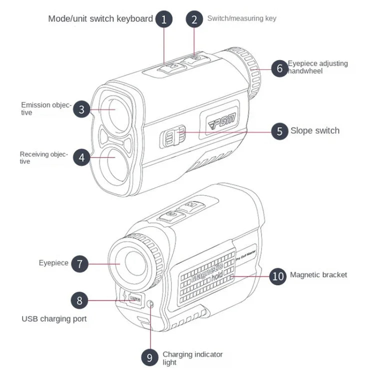 PGM JQ015 IP54 Waterproof Golf Laser Distance Meter Telescope, Measuring Distance: 400m, Measuring Distance: 600m(White)