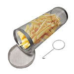 Outdoor Stainless Steel Barbecue Cage BBQ Round Mesh Tube, 20cm With Hook, 30cm With Hook
