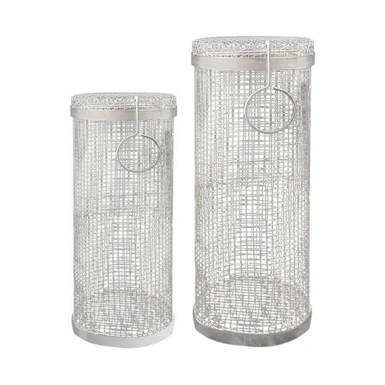 Outdoor Stainless Steel Barbecue Cage BBQ Round Mesh Tube, 20cm With Hook, 30cm With Hook