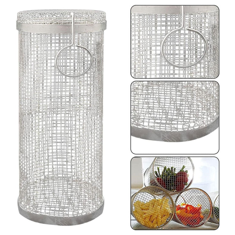 Outdoor Stainless Steel Barbecue Cage BBQ Round Mesh Tube, 20cm With Hook, 30cm With Hook