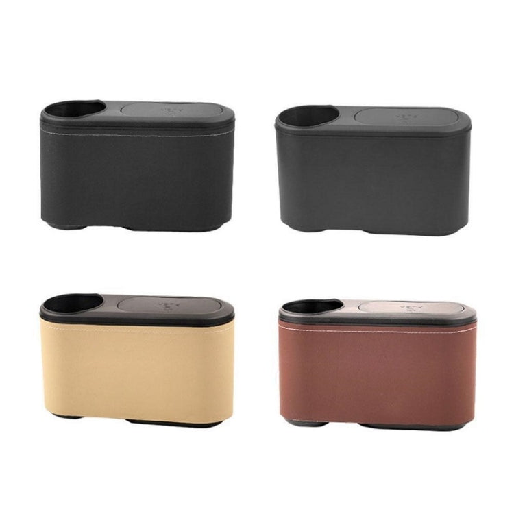 Car Seat Water Cup Holder Umbrella Storage Box Trash Can, Plastic, Black Leather, Brown Leather, Beige Leather