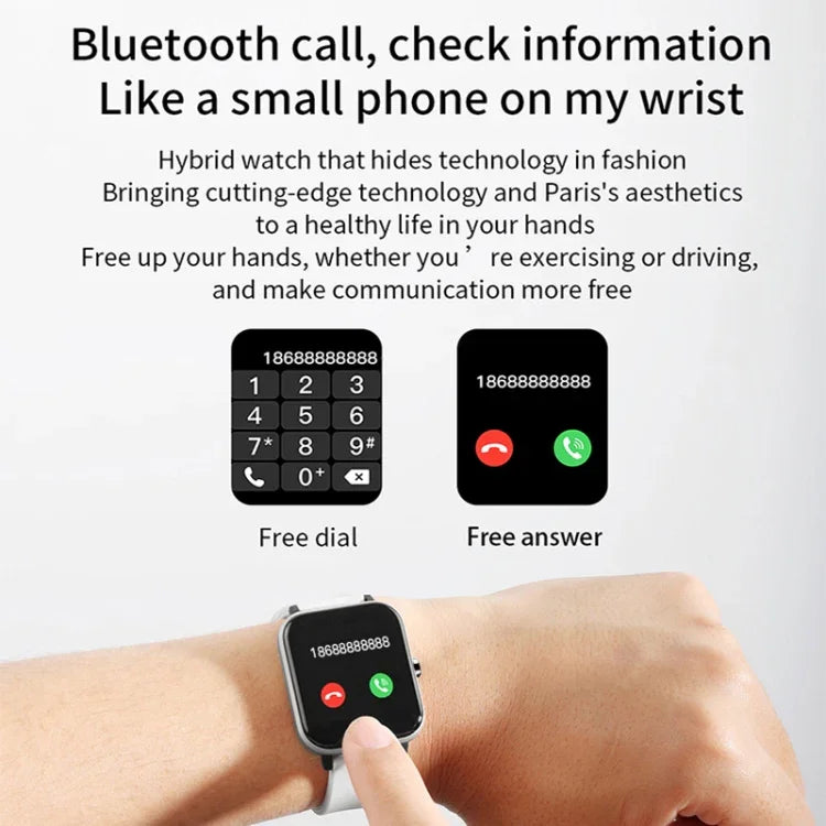 H10 1.69 inch Screen Bluetooth Call Smart Watch, Support Heart Rate/Blood Pressure/Sleep Monitoring, Black, Pink, Yellow, Grey, Blue Net+Silicone, Black Net+Silicone, Pink Net+Silicone, Gold Net+Silicone, Silver Net+Silicone