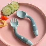 Children Eating Training Tableware Baby Bendable Silicone Soft Spoon, Green