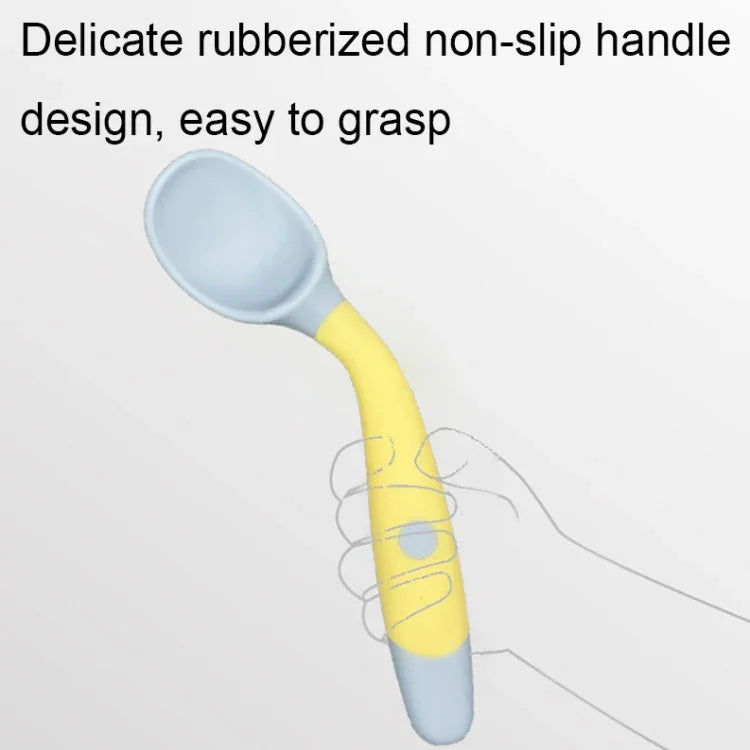 Children Eating Training Tableware Baby Bendable Silicone Soft Spoon, Green