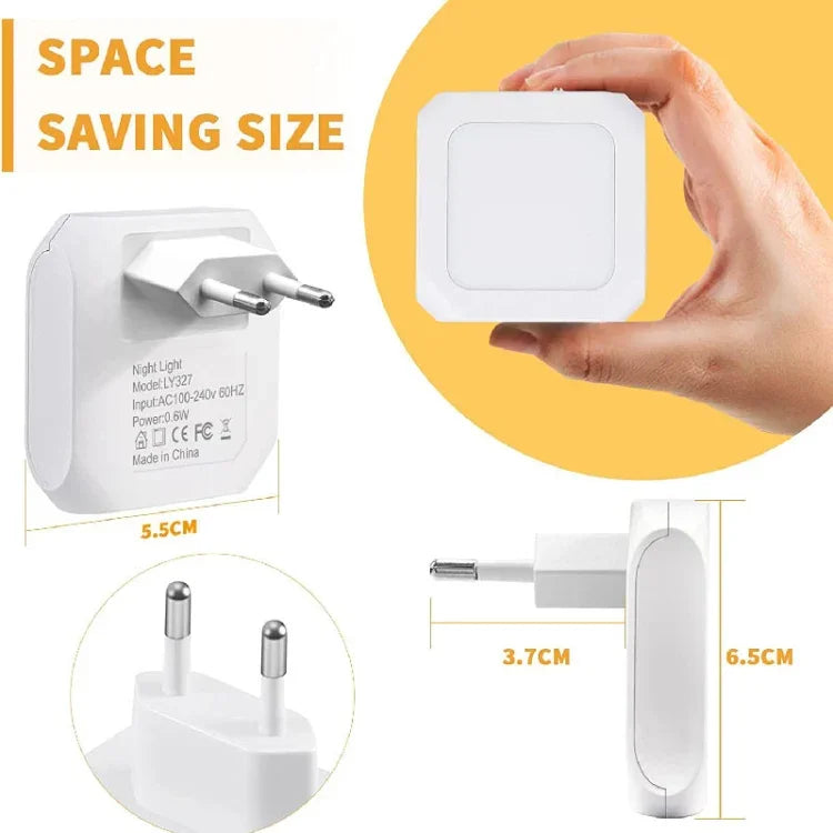 Stepless Dimming Induction Night Light Square Light Guide Plate Baby Night Light, 0.6W