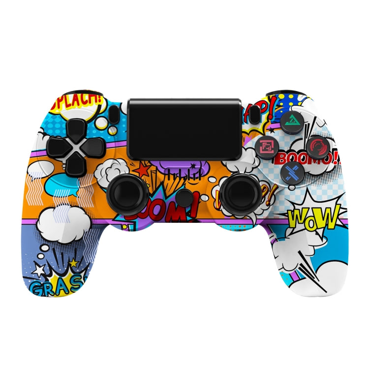 For PS4 Wireless Bluetooth Game Controller With Light Strip Dual Vibration Game Handle, White, Black, Red, Blue, Green, Rose Red, Letter, Line, Fire Ghost, Cartoon, Hulk, Skeleton, Gear, Lightning, Flame, Cloud, Burst, Wood Grain, Star Red             ...