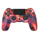 For PS4 Wireless Bluetooth Game Controller With Light Strip Dual Vibration Game Handle, White, Black, Red, Blue, Green, Rose Red, Letter, Line, Fire Ghost, Cartoon, Hulk, Skeleton, Gear, Lightning, Flame, Cloud, Burst, Wood Grain, Star Red             ...