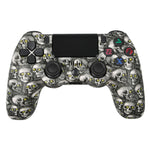 For PS4 Wireless Bluetooth Game Controller With Light Strip Dual Vibration Game Handle, White, Black, Red, Blue, Green, Rose Red, Letter, Line, Fire Ghost, Cartoon, Hulk, Skeleton, Gear, Lightning, Flame, Cloud, Burst, Wood Grain, Star Red             ...