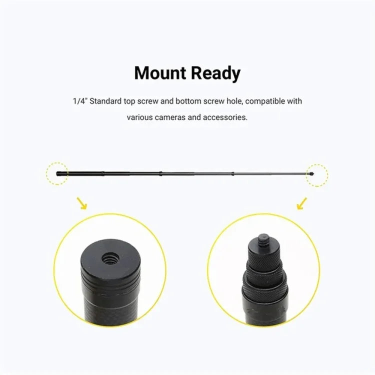 Carbon Fiber Extended Monopod Invisible Selfie Stick for DJI, Insta360, GoPro and Other Action Cameras, 1.5m, 3m, 5m