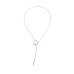 Cross Round Metal Rod Alloy Long Sweater Chain Necklace, SKU1130 Silver