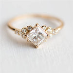 Geometric Square Rings for Women Wedding Rhinestone Finger Rings Charm Jewelry, 10, 6, 8
