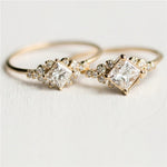 Geometric Square Rings for Women Wedding Rhinestone Finger Rings Charm Jewelry, 10, 6, 8