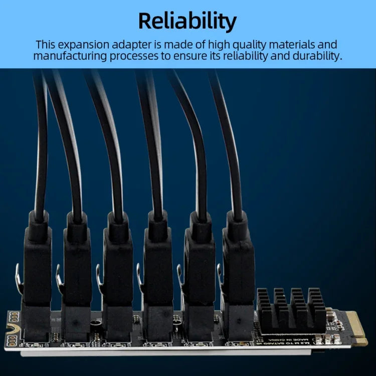 M2 M-EKY PCIE3.0 To SATA6G Transfer Expansion Card 6 Port Hard Disk Expansion Adapter Card, 6 Port