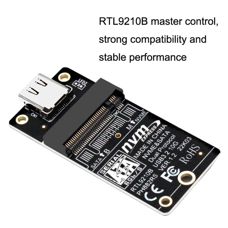 M.2 NVME Hard Disk Box Transfer Card RTL9210B Chip Type-C / USB-C USB3.1 Gen2 10Gbps