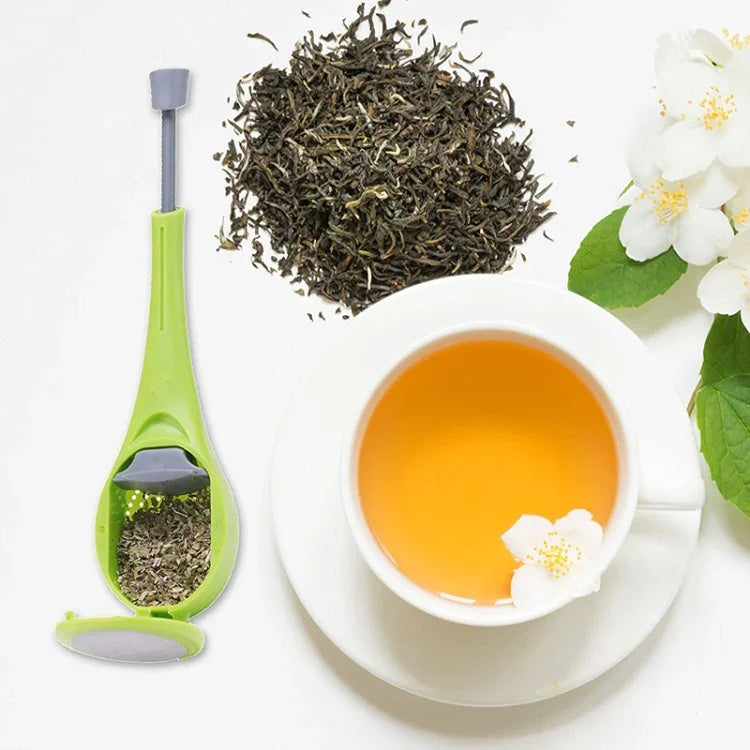 Tea Strainer Reusable Tea Infuser Built-In Plunger Portable Food-Grade Plastic Tea&Coffee Strainer