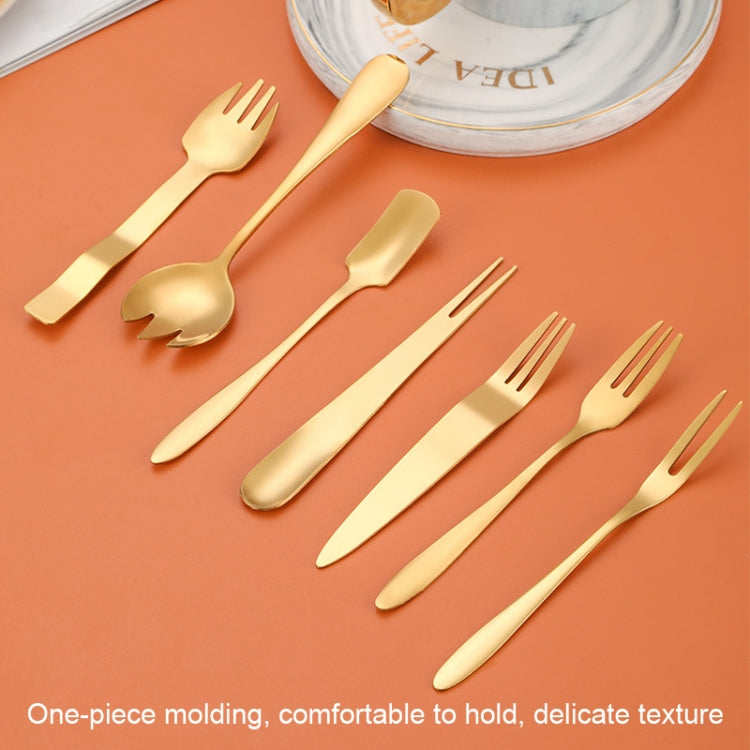 Stainless Steel Cake Moon Cake Knife Fork Dessert Cake Baking Tools, 14pcs/set Gold