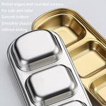 Stainless Steel Square Sauce Dish Hotpot Seasoning Disc Barbecue Tableware, 1 Grid (Silver), 2 Grid (Silver), 3 Grid (Silver), 4 Grid (Silver), 1 Grid (Gold), 2 Grid (Gold), 3 Grid (Gold), 4 Grid (Gold)