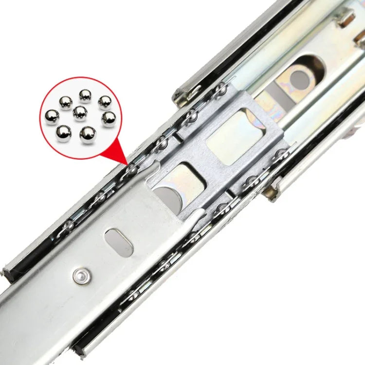 1 Pair Thickened Three Sections Ball Slide Mute Drawer Track Rail, 4 inch 10cm, 6 inch 16cm, 8 inch 20cm