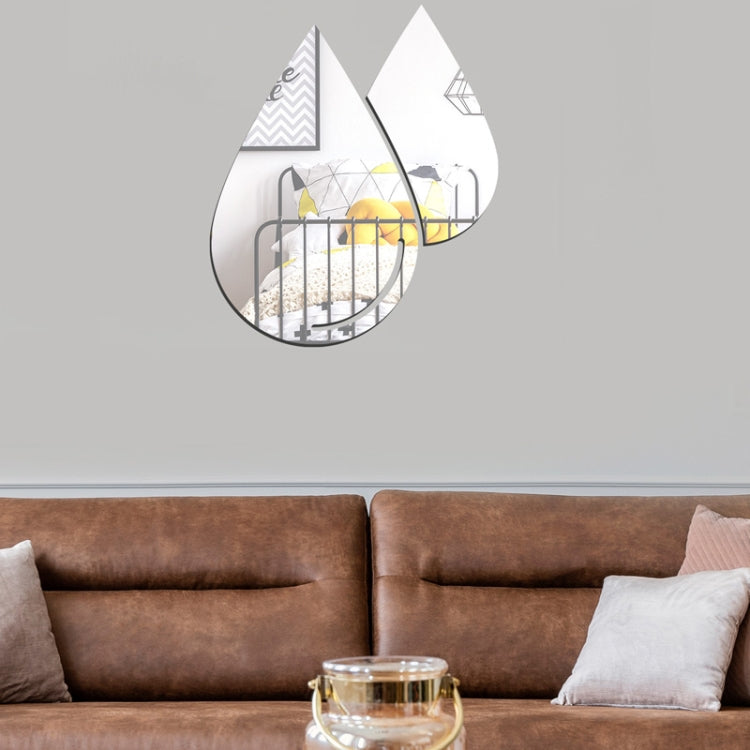 2pcs /Set Acrylic Water Drops Mirror Stereo Wall Stickers Living Room Bedroom Decorative Stickers Soft Mirror, Water Drops