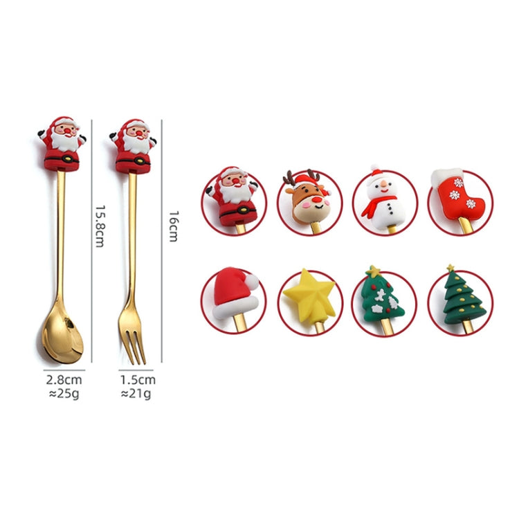 4pcs /Pack Christmas Cartoon Doll Stainless Steel Tableware, A Spoon Fork, D Spoon