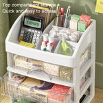 Desktop Drawer Organizer Multi-Layer Cosmetic Jewelry Box Stationery Multi-Functional Organizer, 5 Layer White Drawer (White), 5 Layer Black Drawer (White), 5 Layer Black Drawer (Pink), 4 Layer White Drawer (White), 4 Layer Black Drawer (White)        ...