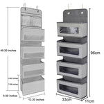 GD03 Wall-Mounted Fabric Storage Bag Wardrobe Room Door Behind Hanging Bag, 4+1 Gray, 4+1 Beige, Lantern Flower 4-grids