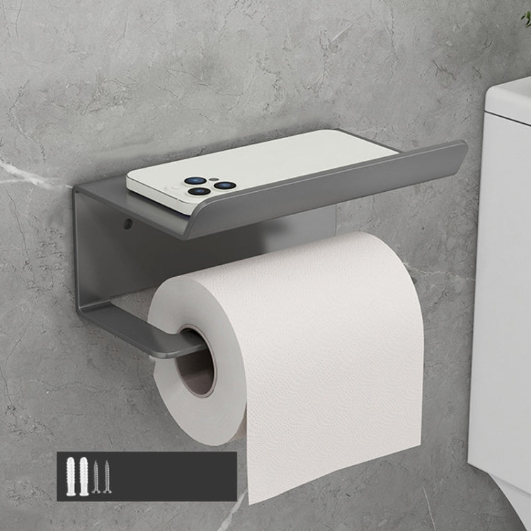 Stainless Steel Bathroom Roll Paper Holder No-Punch Cell Phone Storage Shelf, Phone Rack (White), Paper Rack (White）, Phone Rack (Black), Paper Rack (Black), Phone Rack (Gray), Paper Rack (Gray)