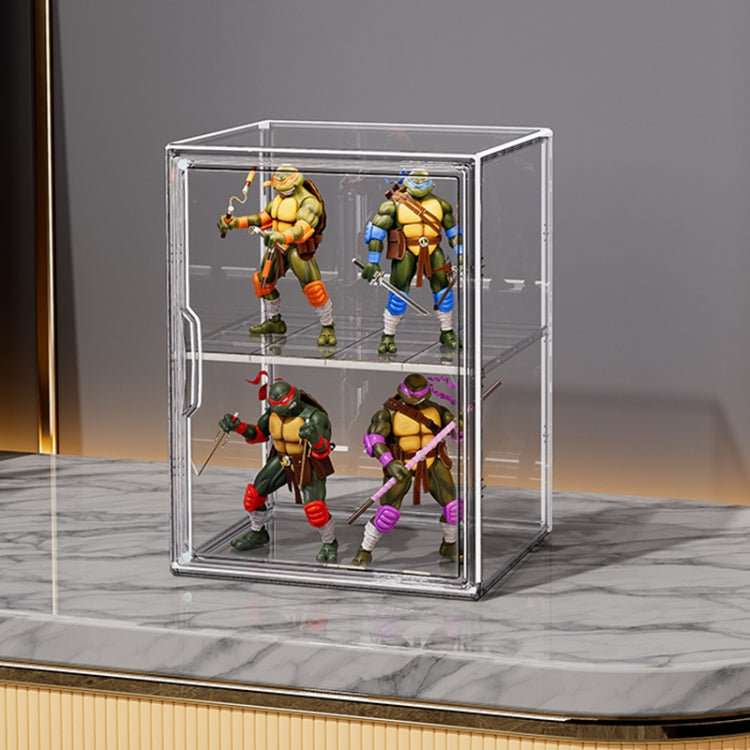 Stackable Transparent Storage Box Magnetic Suction Bookcase Handbag Display Rack, Single Partition, Side Opening