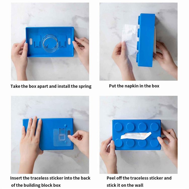 Multifunctional Cartoon Building Block Tissue Storage Box Living Room Coffee Table Decorations, Blue, Green, Red, Black, White
