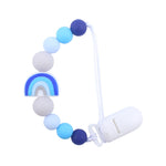 Baby Anti-drop Chain Pacifier Clips Silicone Rainbow Beads Dummy Holder Nipple Clip, Rainbow Pink, Rainbow Blue, Rainbow Purple
