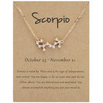 12 Zodiac Signs With Diamonds Necklace Card Rhinestones Collarbone Chain Pendant, Scorpio Golden, Sagittarius Golden, Capricorn Golden, Taurus Golden, Pisces Golden, Leo Golden, Libra Golden, Cancer Golden, Aquarius Golden, Virgo Golden, Aries Golden  ...