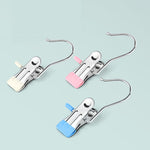 5pcs /Pack Stainless Steel Flat Clip With Hook Anti-Scratch Catch Laundry Drying Holder