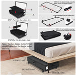 Foldable Under Bed Clothes Shoes Storage Bins with Wheels & Handles, Transparent Cover Gray 78x38x16cm