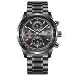 BINBOND B6022 30m Waterproof Luminous Multifunctional Quartz Watch, Leather-White Steel-Blue, Leather-White Steel-White, White Steel-White, Black Steel-Black, Black Steel-Blue