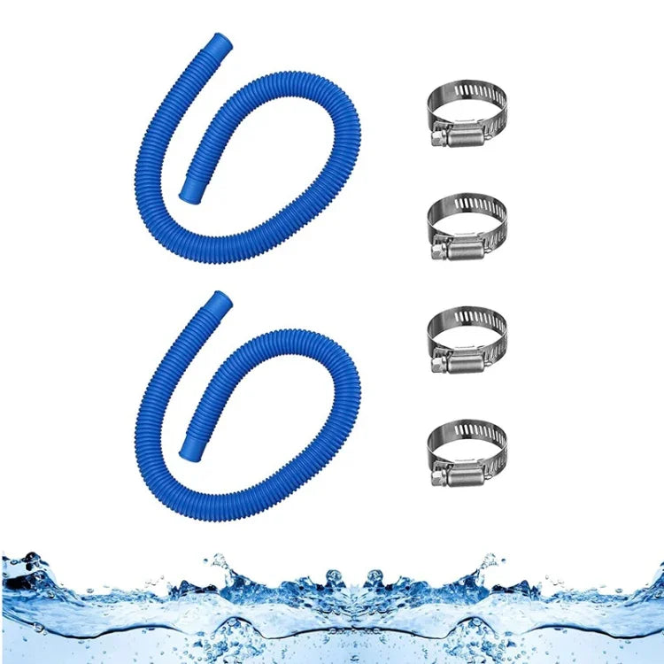For Intex Swimming Pool Filter Pump Replacement, 1 Hose 2 Clamps, 2 Hoses 4 Clamps, 1 Hose 2 Clamps Blue, 2 Hoses 4 Clamps Blue