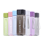 Simple Square Mug Portable Leak-Proof Plastic Cup Sports Camping Bottle, 500ml