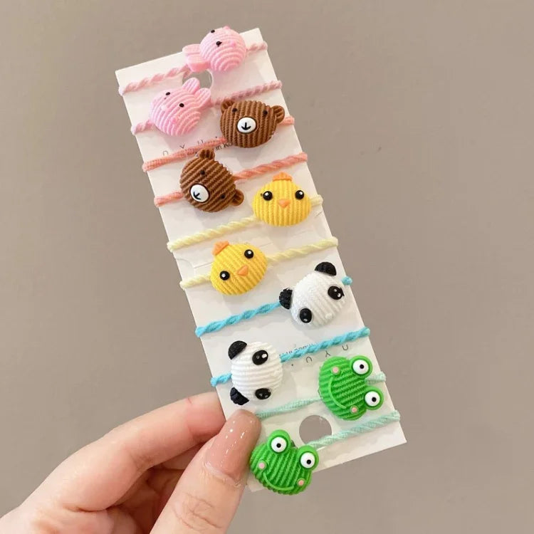 10pcs /Set Children Lovely Hair Bands Ring Baby Small Unbreakable Hair Headband, Flowers 1, Avocado, Fruits And Vegetables, Flowers 2, Colorful Eight Petal Flowers, Pink Candy, Frog Animals, Ice Cream, Watermelon Fruits, Transparent Daisies, Cream Colo...