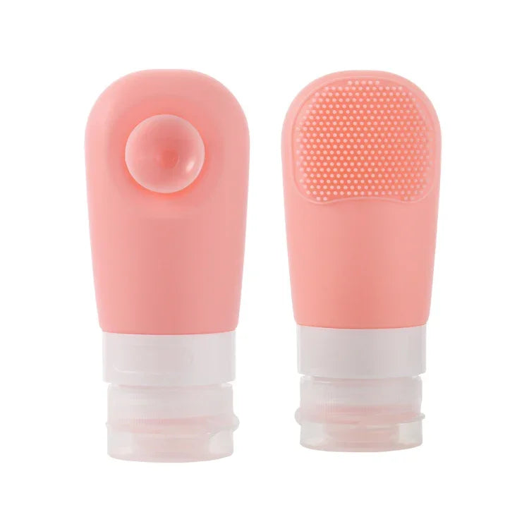 60ml Silicone Suction Cup With Brush Squeezed Bottle Portable Travel Storage Bottle, Blue, Green, Pink