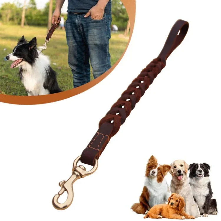 Leather Pet Leash Short Pull Rope Dog Chain, 1.8x50cm