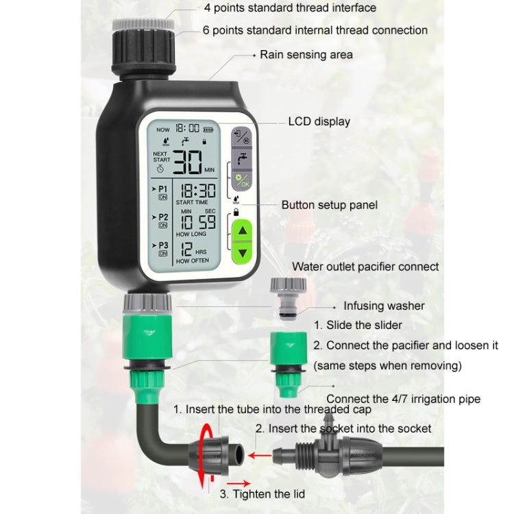 NADSTER Garden Screen Timed Automatic Rain Sensor Flower Waterer, Single Outlet
