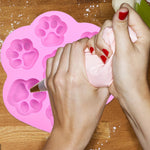 7 Cells Small and Large Cat Paw Silicone Cake Mould Cartoon DIY Handmade Essential Oil Soap Moulds, Pink, Light Blue