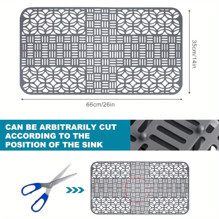 Silicone Sink Mat Cuttable Sink Pad Kitchen Cabinet Mat Dish Drainer Mat 66 x 35cm