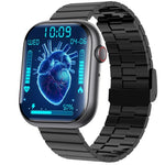 F70  2.1 Inch Screen Smart Watch With Blood Sugar/Blood Oxygen Monitoring /SOS Alarm/100+ Sports Modes, Black Silicone, Black Pink, Black Gray, Black 3-bead Steel, Black Milan, Black Leather, Black Brown Leather, Black Bamboo, Black SIlver 3-bead