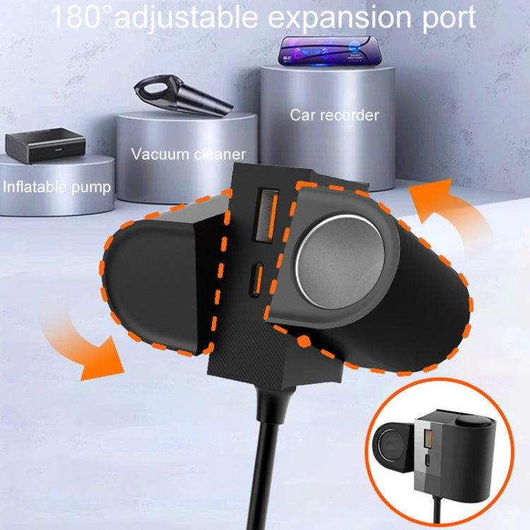 45W Rotating Dual Cigarette Lighter Extension Port Car Charger, S-46