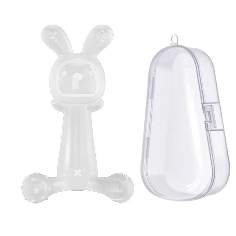 Bunny Baby Teether BPA Free Food-Grade Silicone Teether Infant Teething Stick Anti-Eating Hand, Nano Color, Pink, Transparent, With Box Nano Color, With Box Pink, With Box Transparent