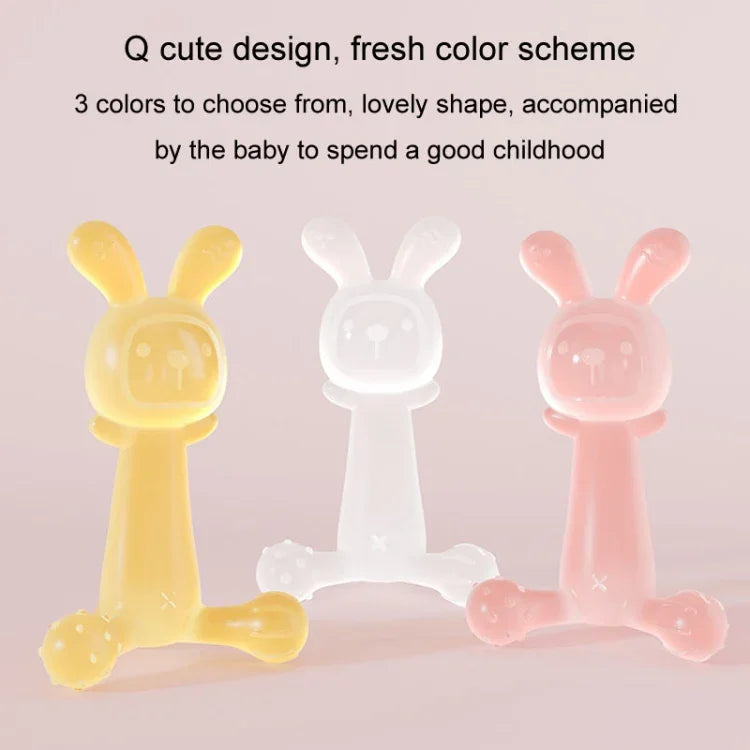 Bunny Baby Teether BPA Free Food-Grade Silicone Teether Infant Teething Stick Anti-Eating Hand, Nano Color, Pink, Transparent, With Box Nano Color, With Box Pink, With Box Transparent